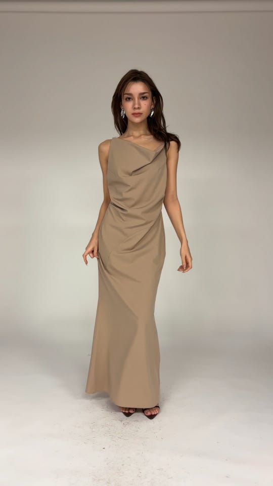 アシンメトリー ドレープ キャミ ワンピース KINO THE KEI 全5色