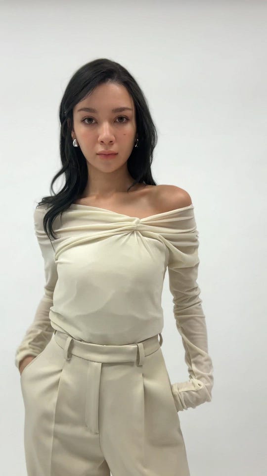 11/中旬頃発送予定！シアー ベロア ツイスト 3WAY トップス KINO