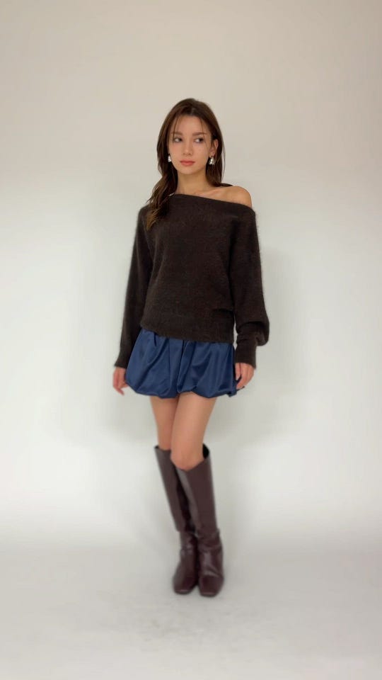 アンゴラ ファー オフショル ニット KINO THE KEI 全3色｜ktk441-0141