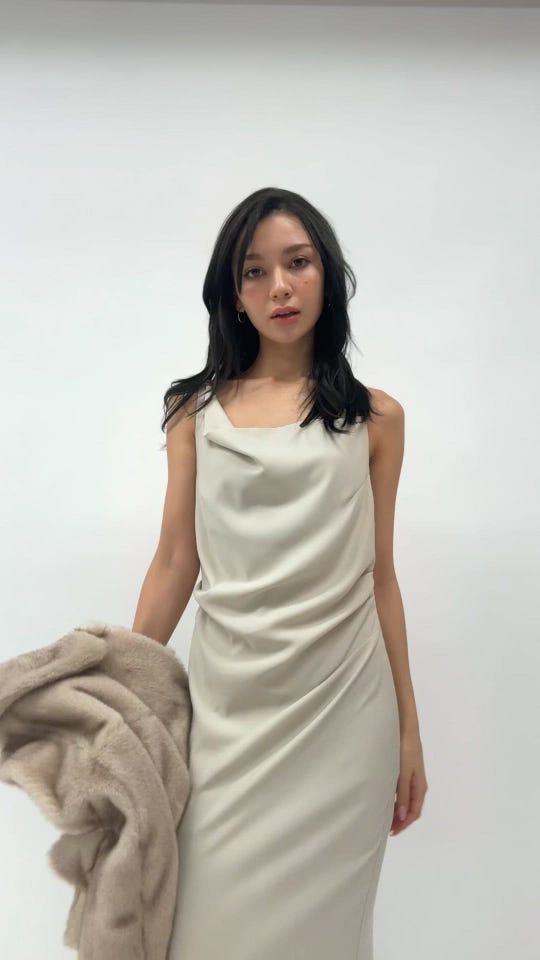 アシンメトリー ドレープ キャミ ワンピース KINO THE KEI 全5色